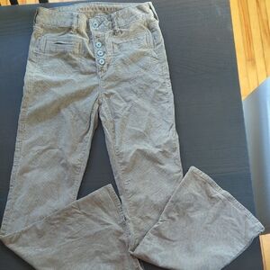 American Eagle Outfitters High Waisted Beige Corduroy Flare Pants